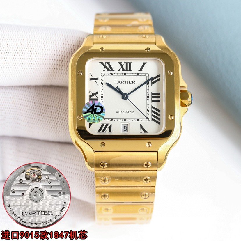 Cartier Santos Replica: AAA+ Super Clone mit 1:1 Perfektion und Gratis Lederarmband 1051655026
